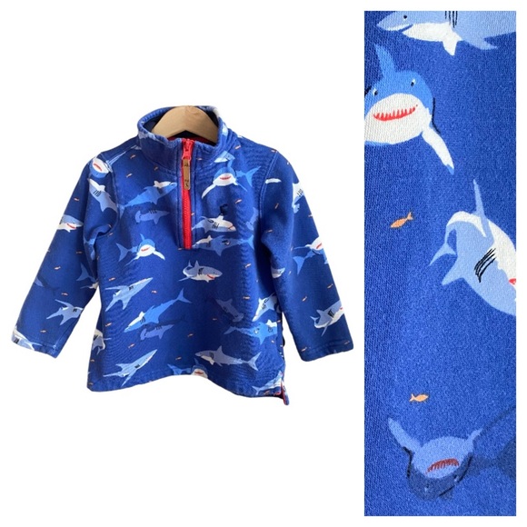 Joules Other - Joules Blue Shark Print Dale Boys Half Zip Pullover Sweater